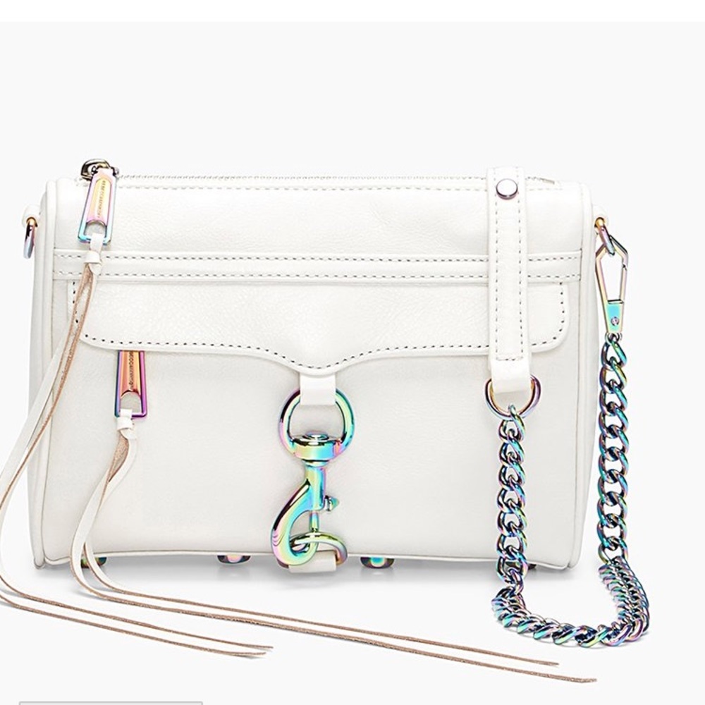 Rebecca Minkoff Mini Mac- white oil slick hardware